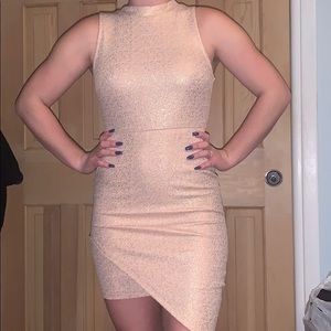 GOLD SPARKLE HIGH-LOW DRESS